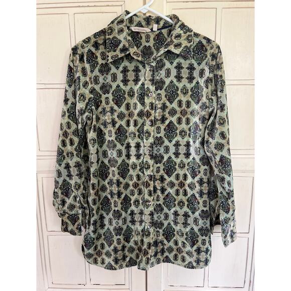 Soft Surroundings size XS velour blouse top button down - Picture 1 of 3